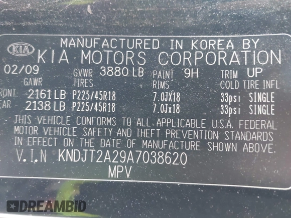 2010 Kia Soul + with VIN KNDJT2A29A7038620, listed as a IAAI auction lot 41989573 with 141,312 mi miles. Bid and sale history available at carsss.com. Image 9.