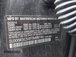 2015 BMW X4 xDrive28i with VIN 5UXXW3C54F0M88740, listed as a IAAI auction lot 42275157 with 159,281 mi miles and . Bid and sale history available at DreamBid. Image 9.