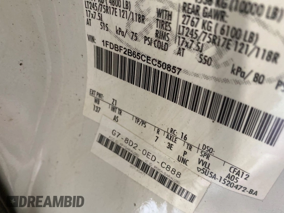 2012 Ford F-250 XL with VIN 1FDBF2B65CEC50857, listed as a IAAI auction lot 42788921 with 131,437 mi miles and . Bid and sale history available at DreamBid. Image 40.