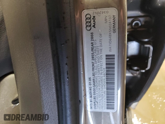 2005 Audi allroad A6 V8 z VIN WA1YD64BX5N024137, wystawiony jako Copart lot #47563855 z przebiegiem 166 700 mil mil oraz Szkoda całkowita • Salvage title. Historia ofert i sprzedaży dostępna na DreamBid. Obrazek 12.