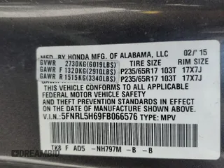 2015 Honda Odyssey EX-L z VIN 5FNRL5H69FB066576, wystawiony jako Copart lot #53834915 z przebiegiem 145 113 mil mil oraz Szkoda całkowita • Salvage title. Historia ofert i sprzedaży dostępna na DreamBid. Obrazek 12.