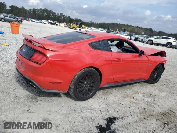 2019 Ford Mustang GT with VIN 1FA6P8CF7K5196244, listed as a Copart auction lot 44245405 with 74,182 mi miles and Salvage title. Bid and sale history available at DreamBid. Image 3.