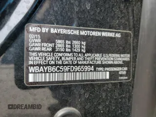 2015 BMW 7 Series 750i xDrive with VIN WBAYB6C59FD965994, listed as a Copart auction lot 53994545 with 119,929 mi miles and Salvage Title. Bid and sale history available at carsss.com. Image 13.