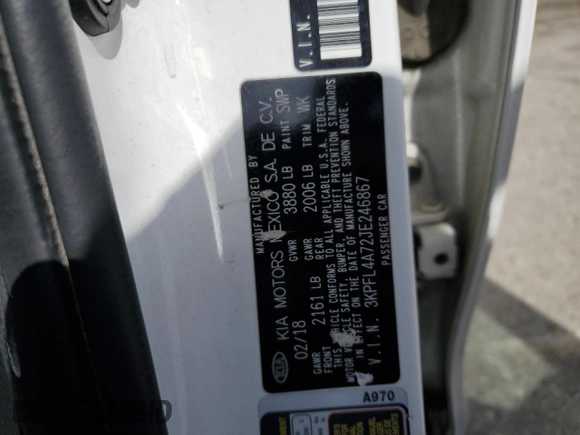 2018 Kia Forte LX with VIN 3KPFL4A72JE246867, listed as a Copart auction lot 51681155 with 101,865 mi miles and Salvage Title. Bid and sale history available at DreamBid. Image 14.