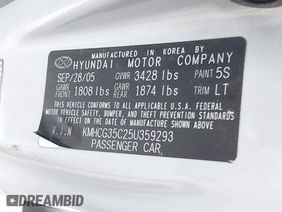 2005 Hyundai Accent GLS с VIN KMHCG35C25U359293, выставлен на аукционе IAAI как лот 41233474 с пробегом 148 344 миль миль и . История ставок и продаж доступна на DreamBid. Изображение 9.