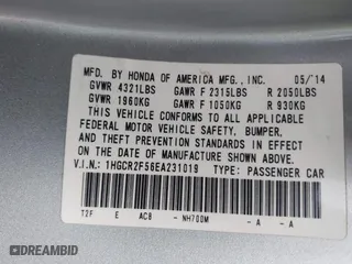 2014 Honda Accord Sedan Sport with VIN 1HGCR2F56EA231019, listed as a IAAI auction lot 41407505 with 134,273 mi miles. Bid and sale history available at carsss.com. Image 9.