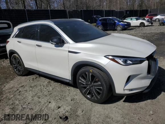 2021 Infiniti QX50 Luxe with VIN 3PCAJ5BB9MF121288, listed as a Copart auction lot 50783525 with 86,348 mi miles and Salvage Title. Bid and sale history available at DreamBid. Image 4.