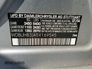 2005 Mercedes-Benz E 500 with VIN WDBUH83J45X169545, listed as a Copart auction lot 42257535 with 183,793 mi miles and Clean Title. Bid and sale history available at carsss.com. Image 12.