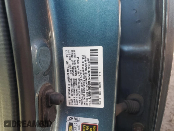 2013 Honda CR-V EX with VIN 5J6RM4H58DL043499, listed as a Copart auction lot 48477115 with 122,715 mi miles and Salvage Title. Bid and sale history available at carsss.com. Image 12.