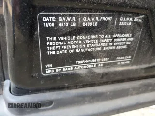 2006 Saab 9-3 Aero z VIN YS3FH41U561028657, wystawiony jako Copart lot #71569624 z przebiegiem 173 917 mil mil oraz Szkoda całkowita • Salvage title. Historia ofert i sprzedaży dostępna na DreamBid. Obrazek 12.