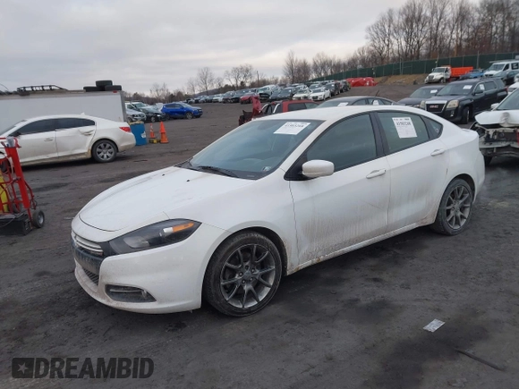 2013 Dodge Dart SXT with VIN 1C3CDFBA5DD106411, listed as a IAAI auction lot 41503268 with 185,047 mi miles. Bid and sale history available at carsss.com. Image 2.