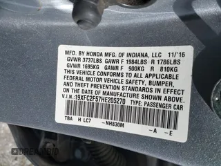 2017 Honda Civic Sedan LX with VIN 19XFC2F57HE205270, listed as a IAAI auction lot 41880750 with 111,609 mi miles. Bid and sale history available at carsss.com. Image 9.
