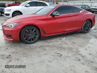 2017 Infiniti Q60 Red Sport 400 with VIN JN1FV7EL6HM701592, listed as a Copart auction lot 81462554 with 63,276 mi miles and Salvage Title. Bid and sale history available at carsss.com. Image 1.