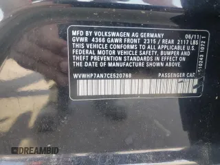 2012 Volkswagen CC Lux Plus z VIN WVWHP7AN7CE520768, wystawiony jako Copart lot #59144685 z przebiegiem 101 008 mil mil oraz Czysty tytuł • Clean title. Historia ofert i sprzedaży dostępna na DreamBid. Obrazek 12.
