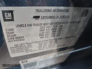 2020 GMC Sierra 1500 Denali with VIN 1GTU9FEL2LZ162726, listed as a IAAI auction lot 41442855 with 142,272 mi miles. Bid and sale history available at carsss.com. Image 9.