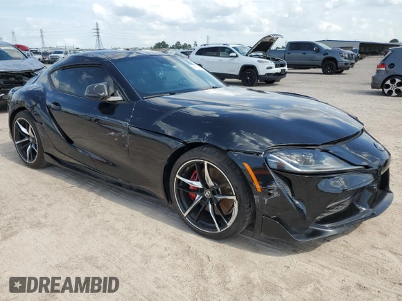 2021 Toyota GR Supra 3.0 with VIN WZ1DB0C00MW042681, listed as a Copart auction lot 59174324 with 7,718 mi miles and Salvage Title. Bid and sale history available at carsss.com. Image 4.