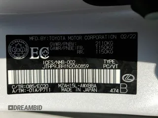 2022 Lexus UX 250h with VIN JTHP9JBH1N2060859, listed as a Copart auction lot 61948845 with 44,567 mi miles and Salvage title. Bid and sale history available at DreamBid. Image 13.