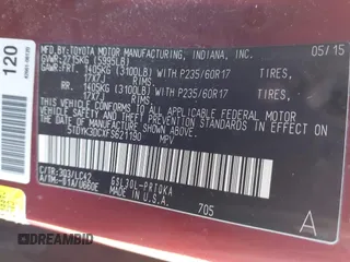 2015 Toyota Sienna XLE with VIN 5TDYK3DCXFS621190, listed as a IAAI auction lot 41646481 with 173,817 mi miles. Bid and sale history available at carsss.com. Image 9.