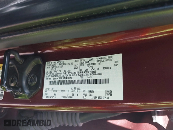 2015 Ford F-150 XLT with VIN 1FTEW1C86FKD40603, listed as a IAAI auction lot 41652081 with 181,643 mi miles and . Bid and sale history available at carsss.com. Image 9.