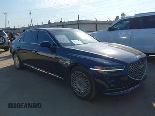 2021 Genesis G90 Ultimate with VIN KMTF54PH4MU085164, listed as a IAAI auction lot 41702570 with 27,794 mi miles and . Bid and sale history available at carsss.com. Image 1.