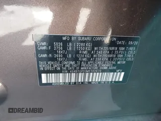 2021 Subaru Outback Touring XT with VIN 4S4BTGPD3M3102670, listed as a IAAI auction lot 42517137 with 25,853 mi miles and . Bid and sale history available at DreamBid. Image 9.