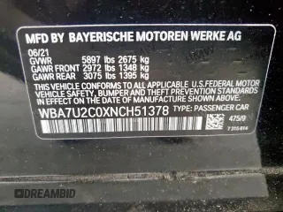 2022 BMW 7 Series 750i xDrive with VIN WBA7U2C0XNCH51378, listed as a Copart auction lot 54385875 with 23,990 mi miles and Clean Title. Bid and sale history available at carsss.com. Image 12.