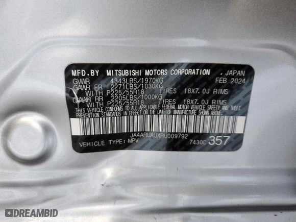 2024 Mitsubishi Outlander Sport S with VIN JA4ARUAUXRU009792, listed as a Copart auction lot 88737135 with 41,904 mi miles and Salvage Title. Bid and sale history available at carsss.com. Image 13.
