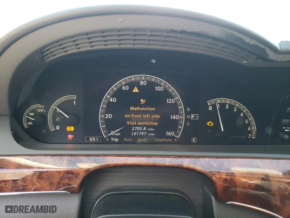 2007 Mercedes-Benz S-Class 5.5L V8 with VIN WDDNG86X07A140743, listed as a Copart auction lot 49388175 with 151,797 mi miles and Salvage Title. Bid and sale history available at carsss.com. Image 9.