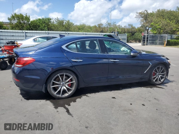 2019 Genesis G70 Advanced with VIN KMTG74LE0KU043856, listed as a Copart auction lot 55921215 with 72,161 mi miles and Non repairable. Bid and sale history available at DreamBid. Image 3.