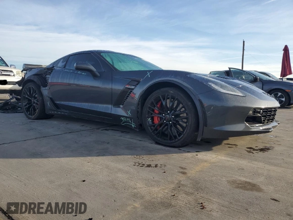 2017 Chevrolet Corvette Z06 3LZ with VIN 1G1YU2D6XH5607015, listed as a Copart auction lot 83753354 with 19,201 mi miles and Salvage Title. Bid and sale history available at carsss.com. Image 4.