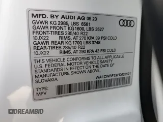 2023 Audi SQ8 Prestige z VIN WA1CWBF19PD032501, wystawiony jako Copart lot #38071214 z przebiegiem 4678 mil mil oraz . Historia ofert i sprzedaży dostępna na DreamBid. Obrazek 13.
