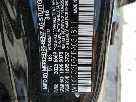 2023 Mercedes-Benz EQS with VIN W1KCG2DB0PA031811, listed as a Copart auction lot 54561653 with NaN miles. Bid and sale history available at carsss.com. Image 13.