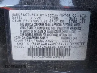 2021 Nissan Versa SV with VIN 3N1CN8EV0ML839675, listed as a Copart auction lot 48136185 with 116,783 mi miles and Salvage Title. Bid and sale history available at carsss.com. Image 13.