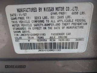 2008 Infiniti G35 Journey with VIN JNKBV61EX8M211183, listed as a IAAI auction lot 42148307 with 122,948 mi miles and . Bid and sale history available at DreamBid. Image 9.