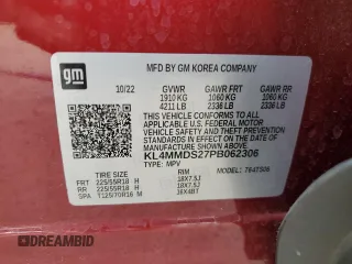 2023 Buick Encore GX Select with VIN KL4MMDS27PB062306, listed as a Copart auction lot 53934095 with 119,919 mi miles and Salvage title. Bid and sale history available at DreamBid. Image 12.
