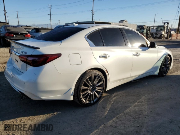 2019 Infiniti Q50 RED SPORT 400 with VIN JN1FV7AP9KM760409, listed as a Copart auction lot 87767605 with 96,589 mi miles and Salvage Title. Bid and sale history available at carsss.com. Image 3.