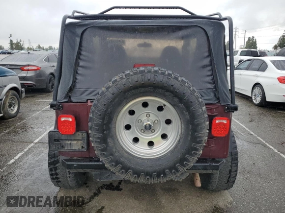 2001 Jeep Wrangler SE with VIN 1J4FA29P61P303287, listed as a Copart auction lot 48583385 with 162,447 mi miles and Salvage Title. Bid and sale history available at carsss.com. Image 6.