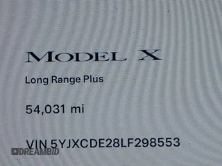 2020 Tesla Model X Long Range with VIN 5YJXCDE28LF298553, listed as a IAAI auction lot 40863184 with 54,031 mi miles and . Bid and sale history available at DreamBid. Image 15.