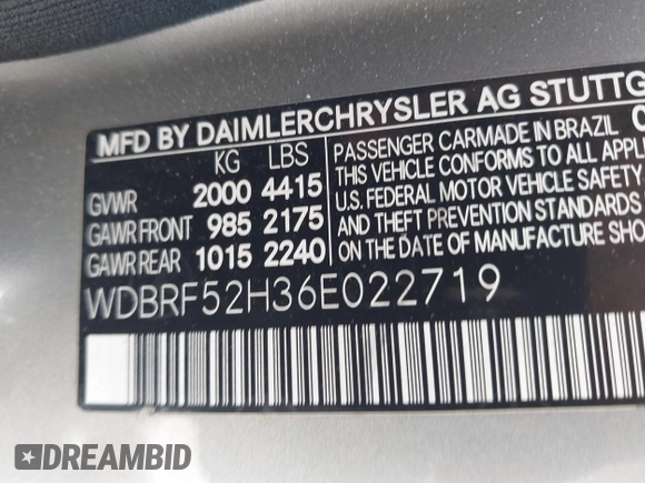 2006 Mercedes-Benz C 230 Sport с VIN WDBRF52H36E022719, выставлен на аукционе IAAI как лот 42592084 с пробегом 128 795 миль миль и . История ставок и продаж доступна на DreamBid. Изображение 9.