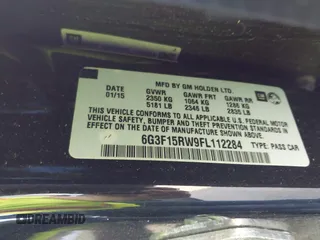 2015 Chevrolet SS with VIN 6G3F15RW9FL112284, listed as a IAAI auction lot 40749294 with 63,336 mi miles. Bid and sale history available at carsss.com. Image 9.