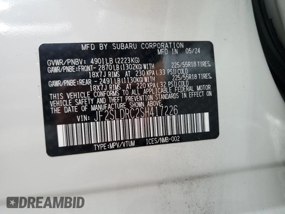 2025 Subaru Forester Limited with VIN JF2SLDRC2SH417226, listed as a Copart auction lot 63832325 with 8,158 mi miles and Salvage title. Bid and sale history available at DreamBid. Image 14.