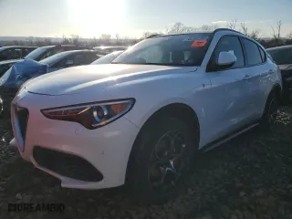2023 Alfa Romeo Stelvio Ti with VIN ZASPAKBN4P7D57870, listed as a Copart auction lot 46588385 with 0 mi miles and Salvage Title. Bid and sale history available at carsss.com. Image 1.