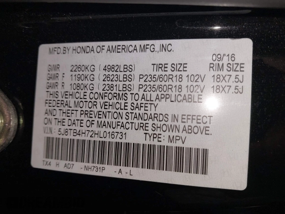 2017 Acura RDX Advance with VIN 5J8TB4H72HL016731, listed as a IAAI auction lot 42083860 with 255,136 mi miles and . Bid and sale history available at DreamBid. Image 9.