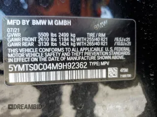 2021 BMW X3 M with VIN 5YMTS0C04M9H92362, listed as a Copart auction lot 55952494 with 18,626 mi miles and Salvage Title. Bid and sale history available at carsss.com. Image 13.