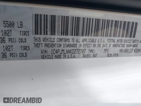 2019 Jeep Cherokee Latitude Plus с VIN 1C4PJMLNXKD272707, выставлен на аукционе IAAI как лот 42662679 с пробегом 167 226 миль миль и . История ставок и продаж доступна на DreamBid. Изображение 9.