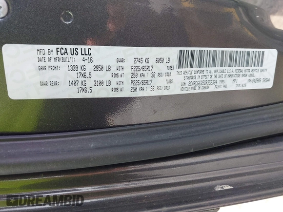 2016 Dodge Grand Caravan R/T with VIN 2C4RDGEG5GR352324, listed as a IAAI auction lot 42104176 with 179,460 mi miles and . Bid and sale history available at DreamBid. Image 9.