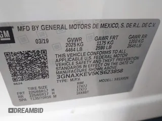 2019 Chevrolet Equinox LT z VIN 3GNAXKEV5KS623858, wystawiony jako IAAI lot #42157971 z przebiegiem 76 193 mil mil oraz . Historia ofert i sprzedaży dostępna na DreamBid. Obrazek 9.