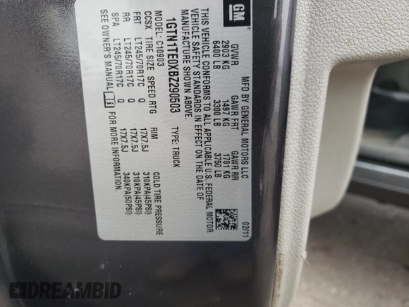 2011 GMC Sierra 1500 Work Truck z VIN 1GTN1TE0XBZ290503, wystawiony jako Copart lot #78415144 z przebiegiem Nie podano mil oraz Szkody całkowita. Historia ofert i sprzedaży dostępna na DreamBid. Obrazek 14.