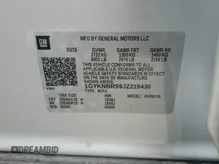 2018 Cadillac XT5 AWD with VIN 1GYKNBRS9JZ219430, listed as a Copart auction lot 48194775 with 59,017 mi miles and Salvage title. Bid and sale history available at DreamBid. Image 14.
