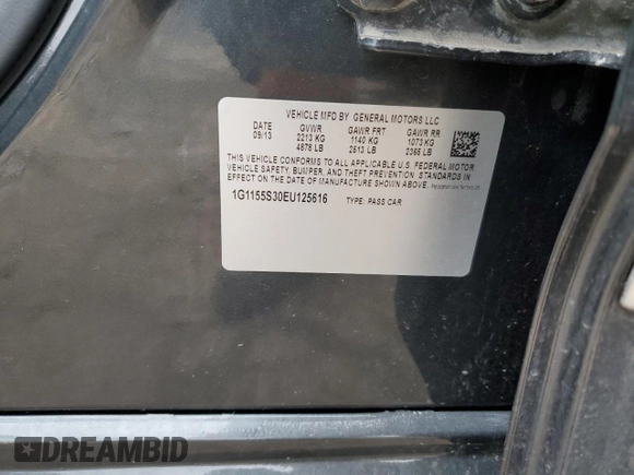 2014 Chevrolet Impala LTZ with VIN 1G1155S30EU125616, listed as a Copart auction lot 47930655 with 71,890 mi miles and Clean Title. Bid and sale history available at DreamBid. Image 12.